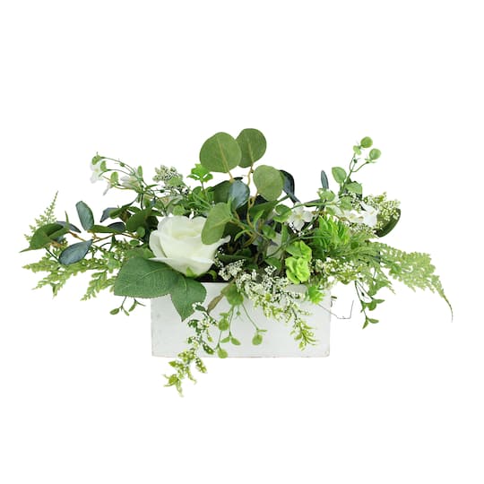 26" Succulent & Foliage Arrangement in Wooden Planter